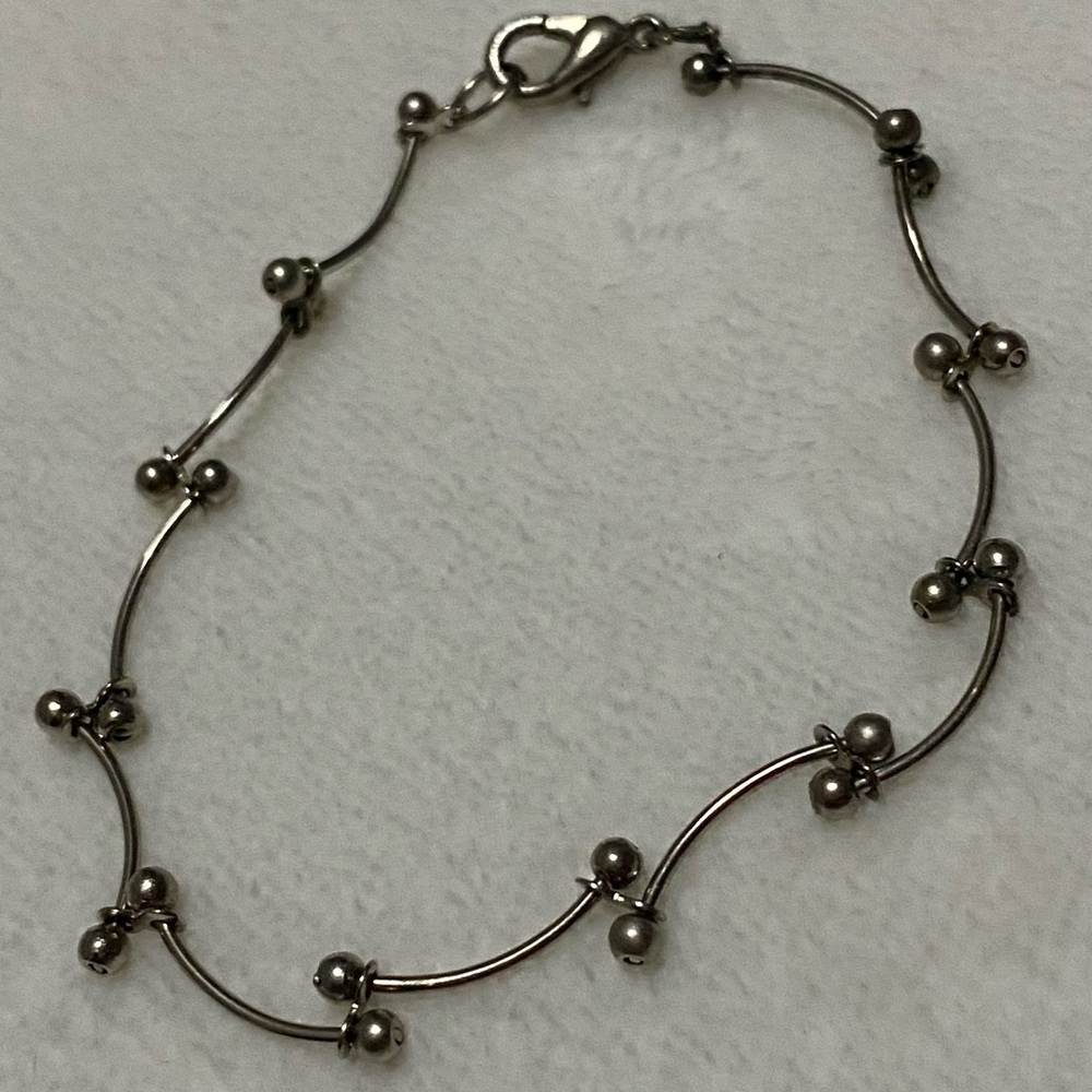 Elegant Silver tone Beaded Bracelet